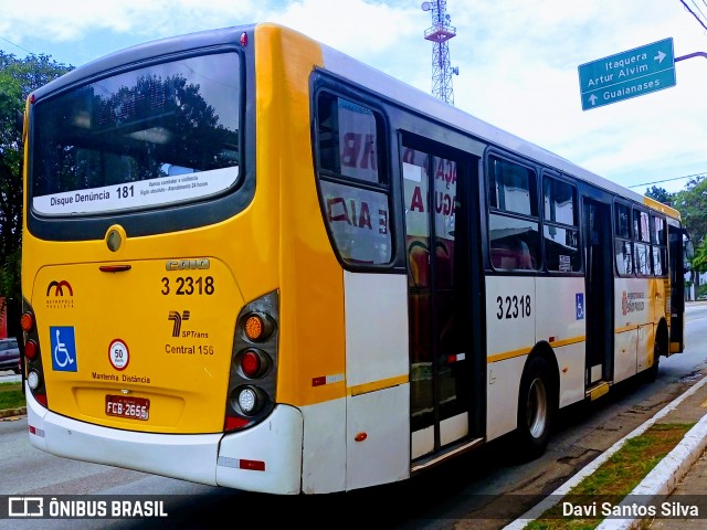 Viação Metrópole Paulista - Zona Leste 3 2318 na cidade de São Paulo, São Paulo, Brasil, por Davi Santos Silva. Número da foto: #12935512.