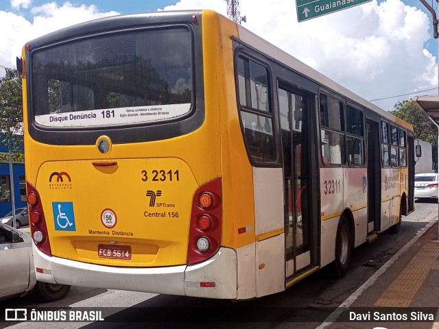 Viação Metrópole Paulista - Zona Leste 3 2311 na cidade de São Paulo, São Paulo, Brasil, por Davi Santos Silva. Número da foto: #12943493.