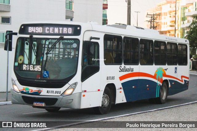 Auto Viação Salineira RJ 111.005 na cidade de Cabo Frio, Rio de Janeiro, Brasil, por Paulo Henrique Pereira Borges. Número da foto: #12943599.