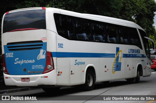 Litorânea Transportes Coletivos 5102 na cidade de São Paulo, São Paulo, Brasil, por Luiz Otavio Matheus da Silva. Número da foto: #13007057.
