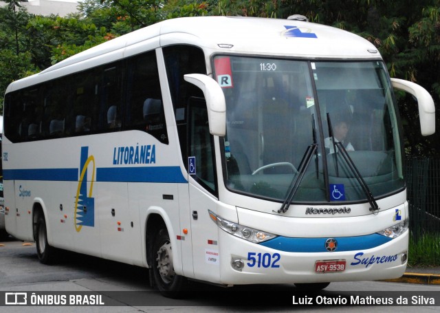Litorânea Transportes Coletivos 5102 na cidade de São Paulo, São Paulo, Brasil, por Luiz Otavio Matheus da Silva. Número da foto: #13007061.