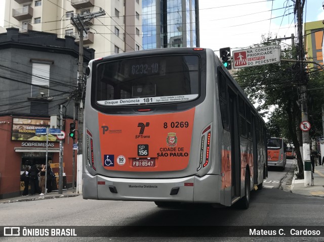 TRANSPPASS - Transporte de Passageiros 8 0269 na cidade de São Paulo, São Paulo, Brasil, por Mateus C.  Cardoso. Número da foto: #13031141.