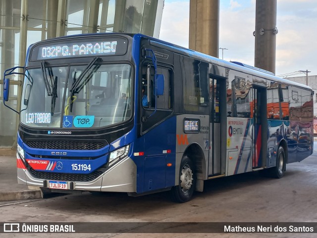 Viação Miracatiba 15.1194 na cidade de São Paulo, São Paulo, Brasil, por Matheus Neri dos Santos. Número da foto: #13030921.