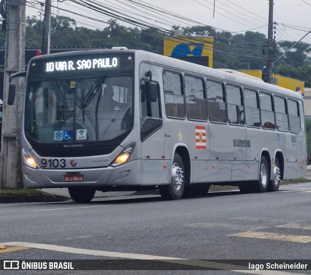 BluMob - Concessionária de Transporte Urbano de Blumenau 9103 na cidade de Blumenau, Santa Catarina, Brasil, por Iago Scheineider. Número da foto: #13031240.