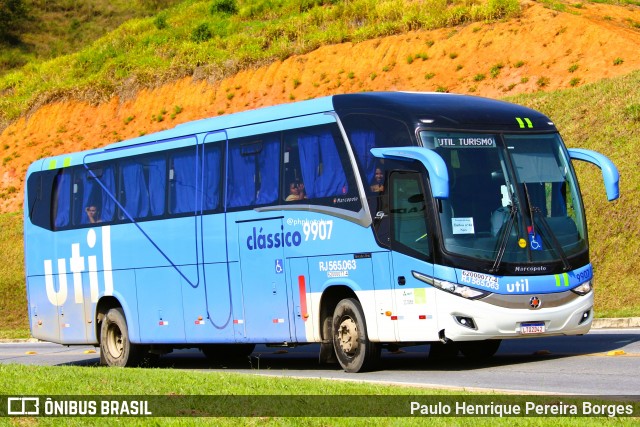 UTIL - União Transporte Interestadual de Luxo 9907 na cidade de Aparecida, São Paulo, Brasil, por Paulo Henrique Pereira Borges. Número da foto: #13035242.