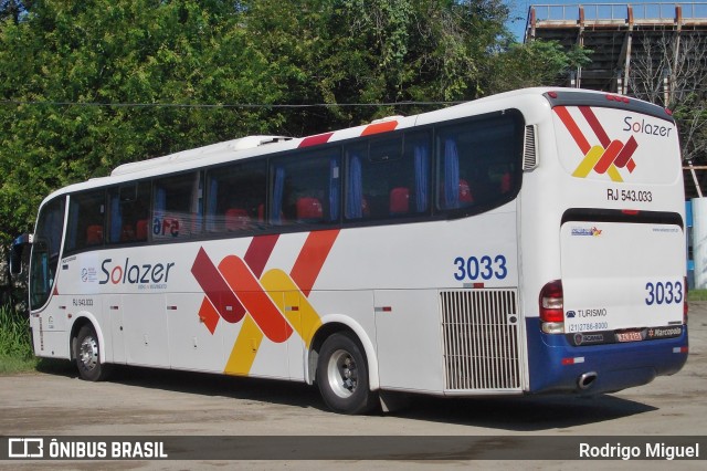 Solazer Transportes e Turismo 3033 na cidade de Rio de Janeiro, Rio de Janeiro, Brasil, por Rodrigo Miguel. Número da foto: #13040446.