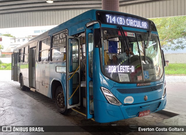 Nova Transporte 22203 na cidade de Cariacica, Espírito Santo, Brasil, por Everton Costa Goltara. Número da foto: #13038460.