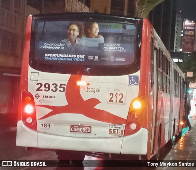 Itajaí Transportes Coletivos 2935 na cidade de Campinas, São Paulo, Brasil, por Tony Maykon Santos. Número da foto: #13040877.