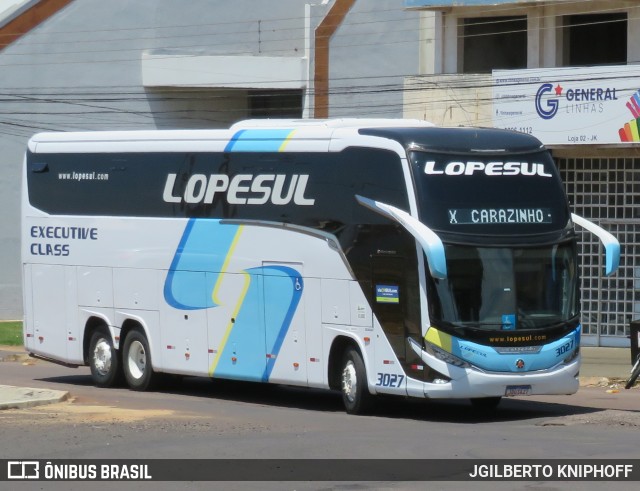 LopeSul Transportes - Lopes e Oliveira Transportes e Turismo - Lopes Sul 3027 na cidade de Cascavel, Paraná, Brasil, por JGILBERTO KNIPHOFF. Número da foto: #13051530.