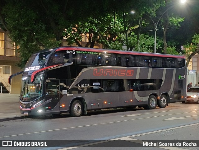 Transportes Única Petrópolis RJ 163.027 na cidade de Rio de Janeiro, Rio de Janeiro, Brasil, por Michel Soares da Rocha. Número da foto: #13051491.