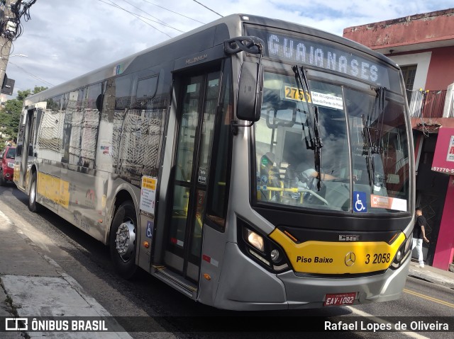 Viação Metrópole Paulista - Zona Leste 3 2058 na cidade de São Paulo, São Paulo, Brasil, por Rafael Lopes de Oliveira. Número da foto: #13052414.