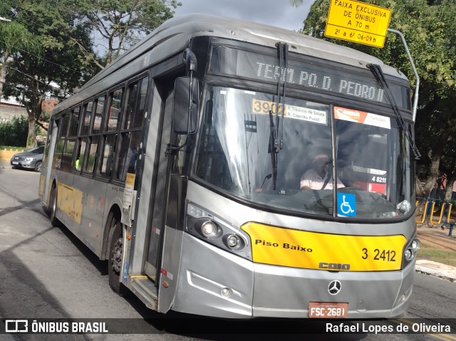 Viação Metrópole Paulista - Zona Leste 3 2412 na cidade de São Paulo, São Paulo, Brasil, por Rafael Lopes de Oliveira. Número da foto: #13055949.