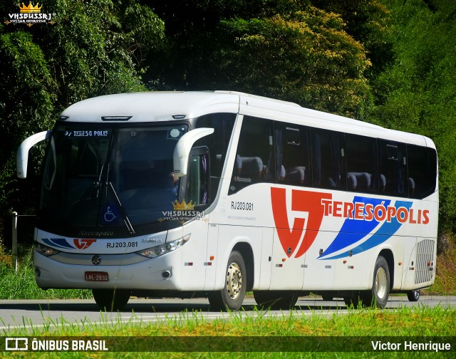 Viação Teresópolis RJ 203.081 na cidade de Petrópolis, Rio de Janeiro, Brasil, por Victor Henrique. Número da foto: #13010573.