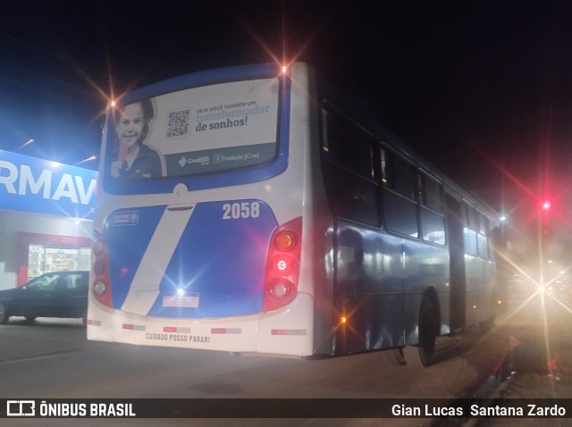 Transvida Transporte Coletivo 2058 na cidade de Ji-Paraná, Rondônia, Brasil, por Gian Lucas  Santana Zardo. Número da foto: #13008665.