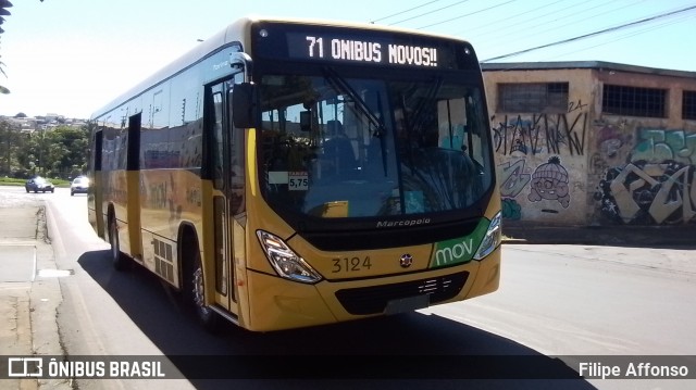 TCGL - Transportes Coletivos Grande Londrina 3124 na cidade de Londrina, Paraná, Brasil, por Filipe Affonso. Número da foto: #13010777.