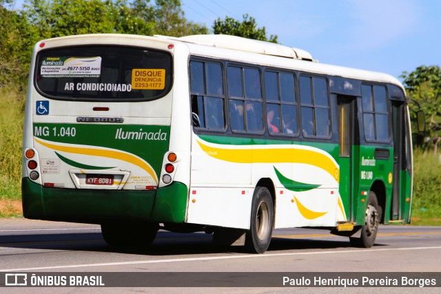 Transporte e Turismo Iluminada MG 1.040 na cidade de Magé, Rio de Janeiro, Brasil, por Paulo Henrique Pereira Borges. Número da foto: #13061872.