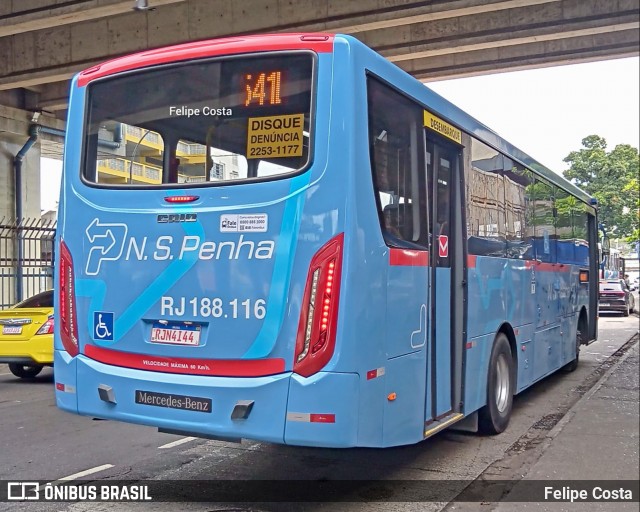 Viação Nossa Senhora da Penha RJ 188.116 na cidade de Rio de Janeiro, Rio de Janeiro, Brasil, por Felipe Costa. Número da foto: #13060409.