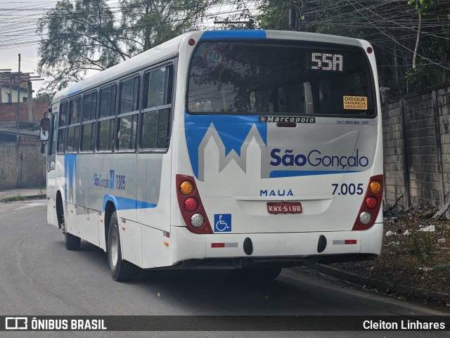 Viação Mauá 7.005 na cidade de São Gonçalo, Rio de Janeiro, Brasil, por Cleiton Linhares. Número da foto: #13060436.