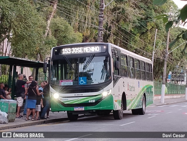 Viação Piracicabana Santos 4418 na cidade de Santos, São Paulo, Brasil, por Davi Cesar. Número da foto: #13061725.
