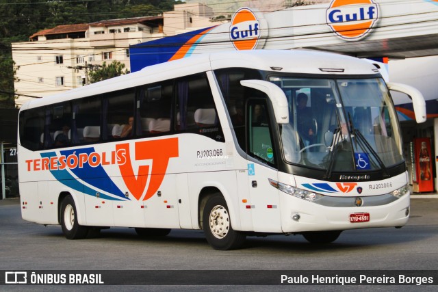 Viação Teresópolis RJ 203.066 na cidade de Teresópolis, Rio de Janeiro, Brasil, por Paulo Henrique Pereira Borges. Número da foto: #13061942.