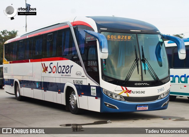 Solazer Transportes e Turismo 3160 na cidade de Duque de Caxias, Rio de Janeiro, Brasil, por Tadeu Vasconcelos. Número da foto: #13062078.
