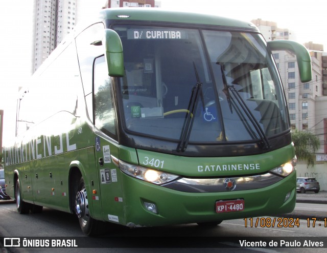Auto Viação Catarinense 3401 na cidade de Curitiba, Paraná, Brasil, por Vicente de Paulo Alves. Número da foto: #13063012.
