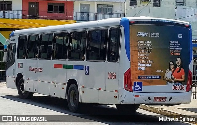 Consórcio Navegantes - 06 > Santa Maria > Transportes Boa Viagem 06036 na cidade de João Pessoa, Paraíba, Brasil, por Matheus Calhau. Número da foto: #13066361.