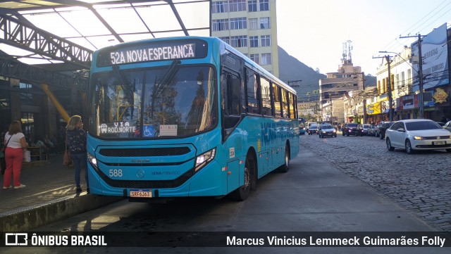 FAOL - Friburgo Auto Ônibus 588 na cidade de Nova Friburgo, Rio de Janeiro, Brasil, por Marcus Vinicius Lemmeck Guimarães Folly. Número da foto: #13065994.