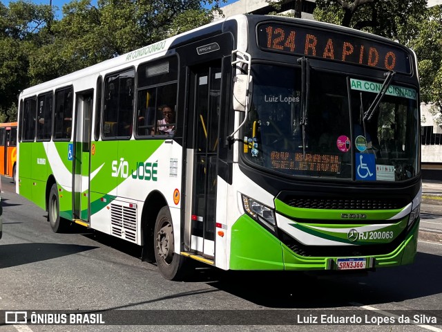 Viação São José RJ 200.063 na cidade de Rio de Janeiro, Rio de Janeiro, Brasil, por Luiz Eduardo Lopes da Silva. Número da foto: #13065250.