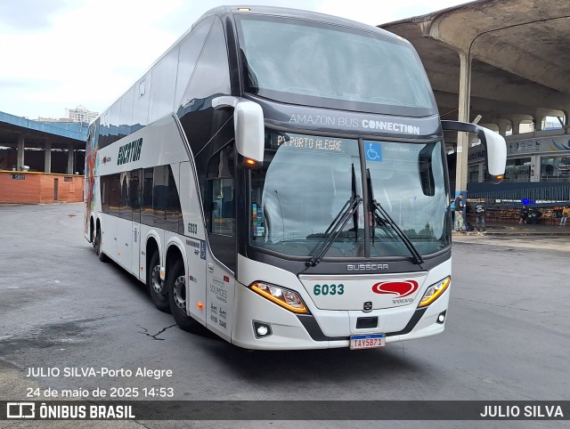 Eucatur - Empresa União Cascavel de Transportes e Turismo 6033 na cidade de Porto Alegre, Rio Grande do Sul, Brasil, por JULIO SILVA. Número da foto: #13072772.