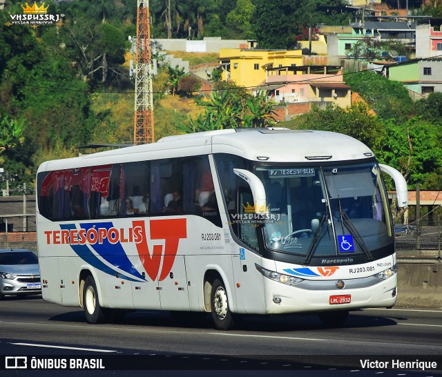 Viação Teresópolis RJ 203.081 na cidade de Duque de Caxias, Rio de Janeiro, Brasil, por Victor Henrique. Número da foto: #13079331.