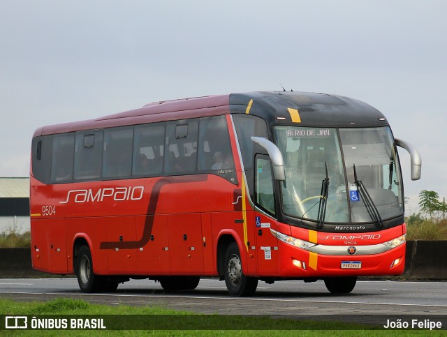 Viação Sampaio 9504 na cidade de Canas, São Paulo, Brasil, por João Felipe. Número da foto: #13085884.