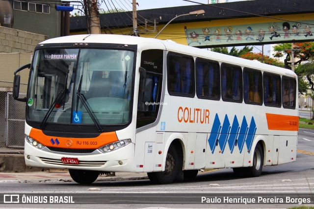 Colitur Transportes Rodoviários RJ 116.003 na cidade de Volta Redonda, Rio de Janeiro, Brasil, por Paulo Henrique Pereira Borges. Número da foto: #13086296.