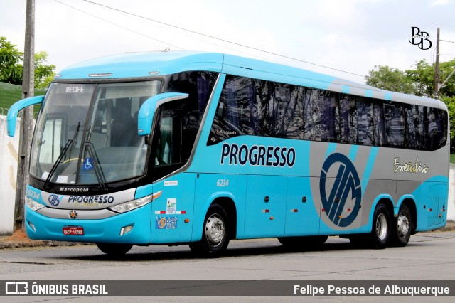 Auto Viação Progresso 6234 na cidade de Recife, Pernambuco, Brasil, por Felipe Pessoa de Albuquerque. Número da foto: #13014786.