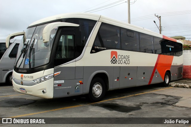 Viação Cidade do Aço RJ 174.008 na cidade de Cruzeiro, São Paulo, Brasil, por João Felipe. Número da foto: #13016218.