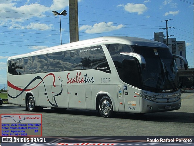 Scalla Tur Transportes 2037 na cidade de Aparecida, São Paulo, Brasil, por Paulo Rafael Peixoto. Número da foto: #13016929.