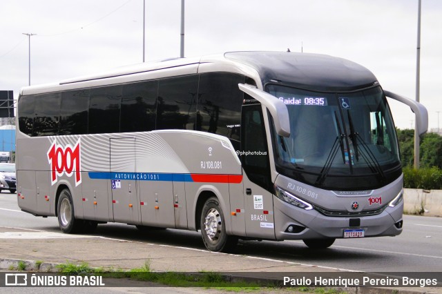 Auto Viação 1001 RJ 108.081 na cidade de São Paulo, São Paulo, Brasil, por Paulo Henrique Pereira Borges. Número da foto: #13028060.