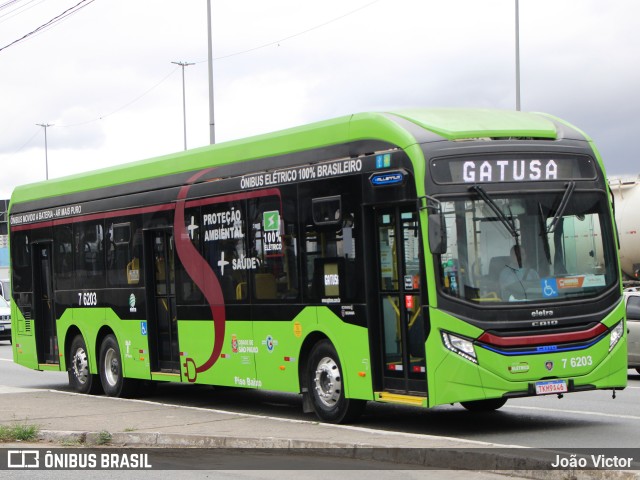 Viação Gatusa Transportes Urbanos 7 6203 na cidade de São Paulo, São Paulo, Brasil, por João Victor. Número da foto: #13095641.