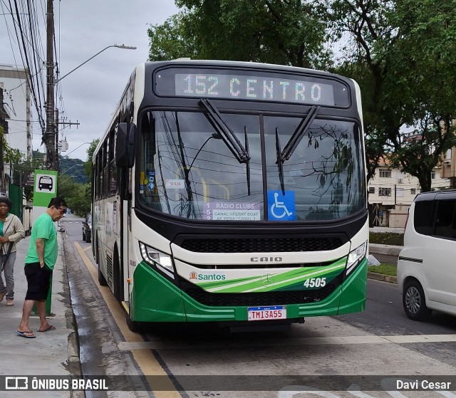 Viação Piracicabana Santos 4505 na cidade de Santos, São Paulo, Brasil, por Davi Cesar. Número da foto: #13120665.