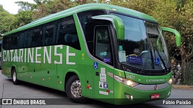 Auto Viação Catarinense 3421 na cidade de São Paulo, São Paulo, Brasil, por Fábio Paixão. Número da foto: #13126503.