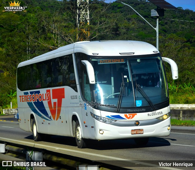 Viação Teresópolis RJ 203.058 na cidade de Petrópolis, Rio de Janeiro, Brasil, por Victor Henrique. Número da foto: #13126981.