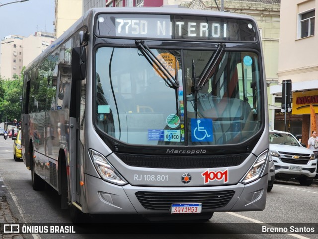 Auto Viação 1001 RJ 108.801 na cidade de Rio de Janeiro, Rio de Janeiro, Brasil, por Brenno Santos. Número da foto: #13125892.