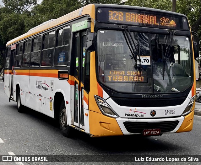 Transportes Paranapuan B10015 na cidade de Rio de Janeiro, Rio de Janeiro, Brasil, por Luiz Eduardo Lopes da Silva. Número da foto: #13127239.