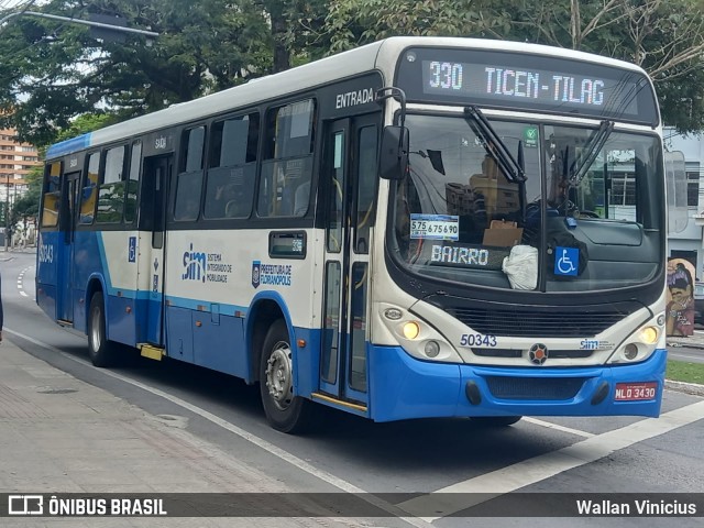 Transol Transportes Coletivos 50343 na cidade de Florianópolis, Santa Catarina, Brasil, por Wallan Vinicius. Número da foto: #13126270.