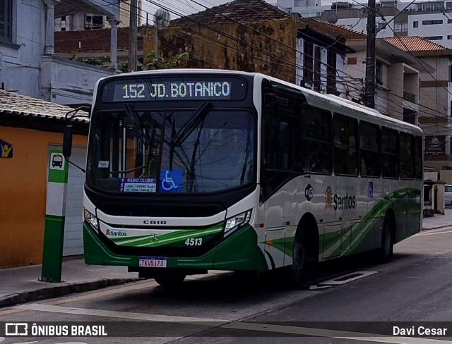 Viação Piracicabana Santos 4513 na cidade de Santos, São Paulo, Brasil, por Davi Cesar. Número da foto: #13128521.
