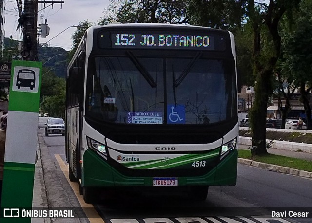Viação Piracicabana Santos 4513 na cidade de Santos, São Paulo, Brasil, por Davi Cesar. Número da foto: #13128520.