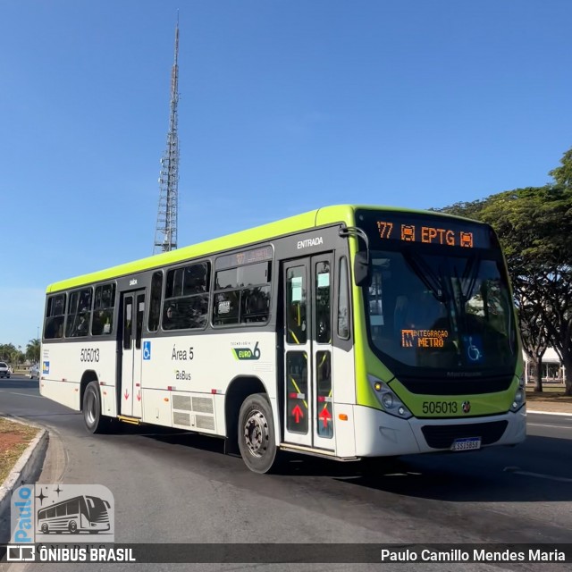 BsBus Mobilidade 505013 na cidade de Brasília, Distrito Federal, Brasil, por Paulo Camillo Mendes Maria. Número da foto: #13130202.