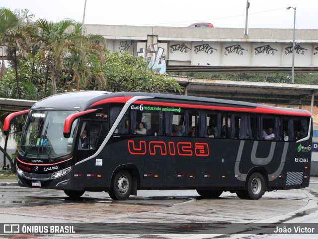 Transportes Única Petrópolis RJ 163.043 na cidade de Rio de Janeiro, Rio de Janeiro, Brasil, por João Victor. Número da foto: #13130689.
