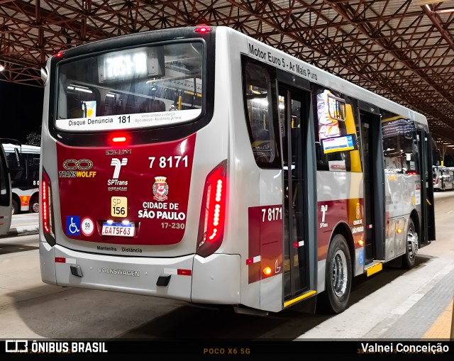 Transwolff Transportes e Turismo 7 8171 na cidade de São Paulo, São Paulo, Brasil, por Valnei Conceição. Número da foto: #13133032.