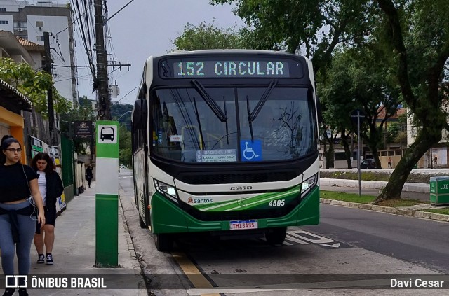 Viação Piracicabana Santos 4505 na cidade de Santos, São Paulo, Brasil, por Davi Cesar. Número da foto: #13135198.